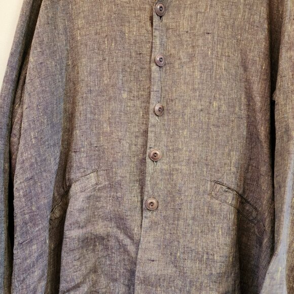 FLAX 100% Linen 1x Ruby Fruit Color Cross Weave Jacket Long Sleeves NWT Comfort - Picture 6 of 14